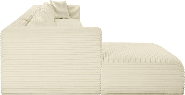 Meridian Furniture Shaggy Six Piece Modular Sectional Cream Corduroy Performance Fabric Large Living Room 641Cream-Sec6G