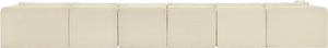 Meridian Furniture Shaggy Six Piece Modular Sectional Cream Corduroy Performance Fabric Large Living Room 641Cream-Sec6G