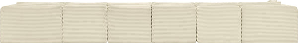 Meridian Furniture Shaggy Six Piece Modular Sectional Cream Corduroy Performance Fabric Large Living Room 641Cream-Sec6G