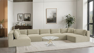 Meridian Furniture Shaggy Seven Piece Modular Sectional Cream Corduroy Performance Fabric Living Room Sofa 641Cream-Sec7A