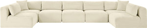 Meridian Furniture Shaggy Seven Piece Modular Sectional Cream Corduroy Performance Fabric Living Room Sofa 641Cream-Sec7A