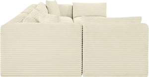Meridian Furniture Shaggy Seven Piece Modular Sectional Cream Corduroy Performance Fabric Living Room Sofa 641Cream-Sec7A