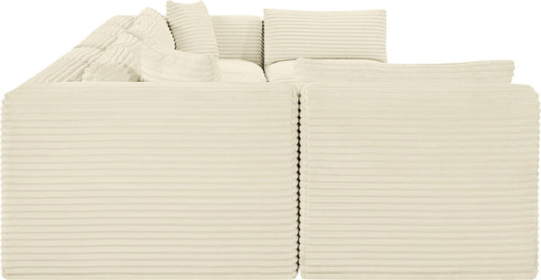 Meridian Furniture Shaggy Seven Piece Modular Sectional Cream Corduroy Performance Fabric Living Room Sofa 641Cream-Sec7A