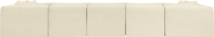 Meridian Furniture Shaggy Seven Piece Modular Sectional Cream Corduroy Performance Fabric Living Room Sofa 641Cream-Sec7A