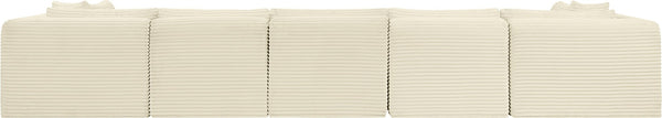Meridian Furniture Shaggy Seven Piece Modular Sectional Cream Corduroy Performance Fabric Living Room Sofa 641Cream-Sec7A