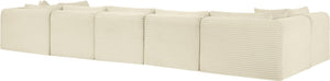 Meridian Furniture Shaggy Seven Piece Modular Sectional Cream Corduroy Performance Fabric Living Room Sofa 641Cream-Sec7A