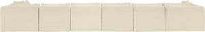 Meridian Furniture Shaggy Seven Piece Modular Sectional Plush Corduroy Performance Fabric Living Room Sofa 641Cream-Sec7B