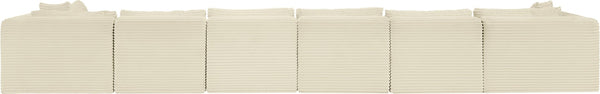 Meridian Furniture Shaggy Seven Piece Modular Sectional Plush Corduroy Performance Fabric Living Room Sofa 641Cream-Sec7B