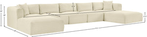 Meridian Furniture Shaggy Cream Corduroy Seven Piece Modular Sectional with Stain Resistant Performance Fabric 641Cream-Sec7C