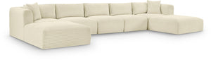 Meridian Furniture Shaggy Cream Corduroy Seven Piece Modular Sectional with Stain Resistant Performance Fabric 641Cream-Sec7C