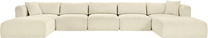 Meridian Furniture Shaggy Cream Corduroy Seven Piece Modular Sectional with Stain Resistant Performance Fabric 641Cream-Sec7C