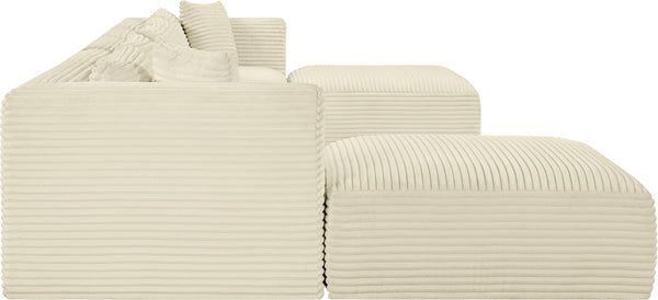 Meridian Furniture Shaggy Cream Corduroy Seven Piece Modular Sectional with Stain Resistant Performance Fabric 641Cream-Sec7C
