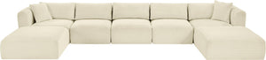 Meridian Furniture Shaggy Cream Corduroy Seven Piece Modular Sectional with Stain Resistant Performance Fabric 641Cream-Sec7C