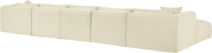 Meridian Furniture Shaggy Cream Corduroy Seven Piece Modular Sectional with Stain Resistant Performance Fabric 641Cream-Sec7C