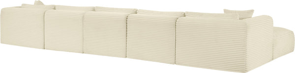 Meridian Furniture Shaggy Cream Corduroy Seven Piece Modular Sectional with Stain Resistant Performance Fabric 641Cream-Sec7C