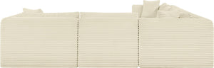 Meridian Furniture Shaggy Cream Corduroy Seven Piece Modular Sectional Plush Performance Fabric Sofa 641Cream-Sec7D