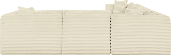 Meridian Furniture Shaggy Cream Corduroy Seven Piece Modular Sectional Plush Performance Fabric Sofa 641Cream-Sec7D