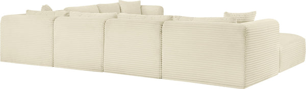 Meridian Furniture Shaggy Cream Corduroy Seven Piece Modular Sectional Plush Performance Fabric Sofa 641Cream-Sec7D