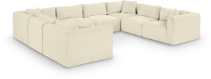 Meridian Furniture Shaggy Eight Piece Modular Sectional Cream Corduroy Performance Fabric Large Living Room 641Cream-Sec8A