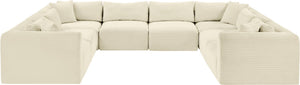 Meridian Furniture Shaggy Eight Piece Modular Sectional Cream Corduroy Performance Fabric Large Living Room 641Cream-Sec8A