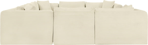Meridian Furniture Shaggy Eight Piece Modular Sectional Cream Corduroy Performance Fabric Large Living Room 641Cream-Sec8A