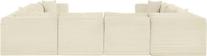 Meridian Furniture Shaggy Eight Piece Modular Sectional Cream Corduroy Performance Fabric Large Living Room 641Cream-Sec8A