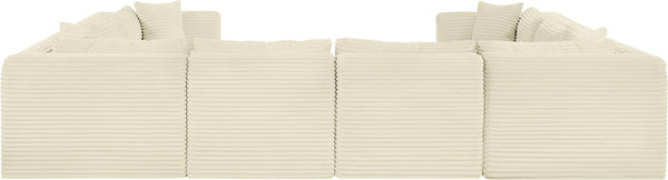 Meridian Furniture Shaggy Eight Piece Modular Sectional Cream Corduroy Performance Fabric Large Living Room 641Cream-Sec8A