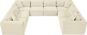 Meridian Furniture Shaggy Eight Piece Modular Sectional Cream Corduroy Performance Fabric Large Living Room 641Cream-Sec8A