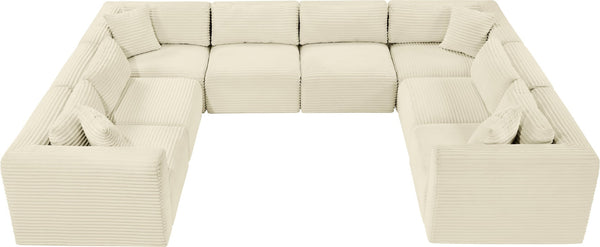 Meridian Furniture Shaggy Eight Piece Modular Sectional Cream Corduroy Performance Fabric Large Living Room 641Cream-Sec8A