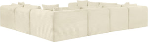 Meridian Furniture Shaggy Eight Piece Modular Sectional Cream Corduroy Performance Fabric Large Living Room 641Cream-Sec8A