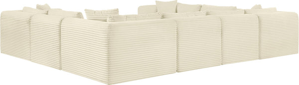 Meridian Furniture Shaggy Eight Piece Modular Sectional Cream Corduroy Performance Fabric Large Living Room 641Cream-Sec8A