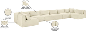 Meridian Furniture Shaggy Cream Corduroy Eight Piece Modular Sectional Plush Performance Fabric Sofa 641Cream-Sec8B