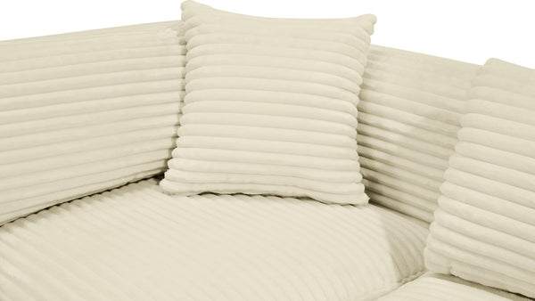 Meridian Furniture Shaggy Cream Corduroy Eight Piece Modular Sectional Plush Performance Fabric Sofa 641Cream-Sec8B