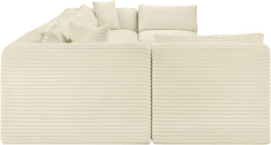 Meridian Furniture Shaggy Cream Corduroy Eight Piece Modular Sectional Plush Performance Fabric Sofa 641Cream-Sec8B