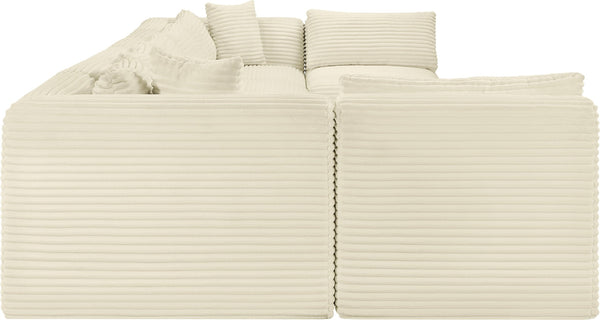Meridian Furniture Shaggy Cream Corduroy Eight Piece Modular Sectional Plush Performance Fabric Sofa 641Cream-Sec8B
