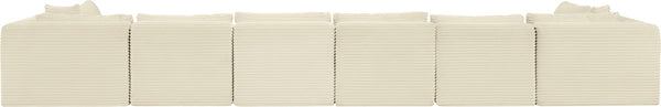 Meridian Furniture Shaggy Cream Corduroy Eight Piece Modular Sectional Plush Performance Fabric Sofa 641Cream-Sec8B