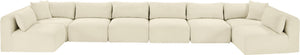 Meridian Furniture Shaggy Cream Corduroy Eight Piece Modular Sectional Plush Performance Fabric Sofa 641Cream-Sec8B
