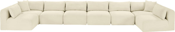 Meridian Furniture Shaggy Cream Corduroy Eight Piece Modular Sectional Plush Performance Fabric Sofa 641Cream-Sec8B