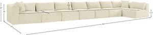 Meridian Furniture Shaggy Eight Piece Modular Sectional Corduroy Performance Fabric Plush Cozy Living Room 641Cream-Sec8C