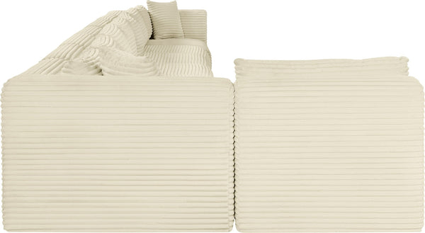 Meridian Furniture Shaggy Eight Piece Modular Sectional Corduroy Performance Fabric Plush Cozy Living Room 641Cream-Sec8C