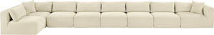 Meridian Furniture Shaggy Eight Piece Modular Sectional Corduroy Performance Fabric Plush Cozy Living Room 641Cream-Sec8C