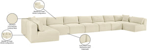 Meridian Furniture Shaggy Cream Corduroy Modular Sectional Plush Nine Piece Living Room Sofa Set 641Cream-Sec9A