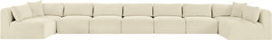 Meridian Furniture Shaggy Cream Corduroy Modular Sectional Plush Nine Piece Living Room Sofa Set 641Cream-Sec9A