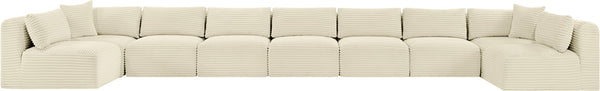 Meridian Furniture Shaggy Cream Corduroy Modular Sectional Plush Nine Piece Living Room Sofa Set 641Cream-Sec9A