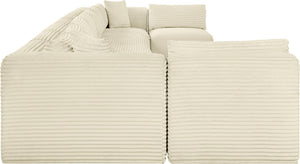 Meridian Furniture Shaggy Cream Corduroy Modular Sectional Plush Nine Piece Living Room Sofa Set 641Cream-Sec9A