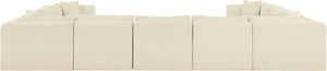 Meridian Furniture Shaggy Nine Piece Modular Sectional Plush Corduroy Performance Fabric for Open Living 641Cream-Sec9B