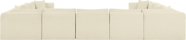 Meridian Furniture Shaggy Nine Piece Modular Sectional Plush Corduroy Performance Fabric for Open Living 641Cream-Sec9B