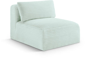 Meridian Furniture Shaggy Corduroy Armless Modular Chair with Plush Foam and Stain Resistant Performance Fabric Mint 641Mint-Armless