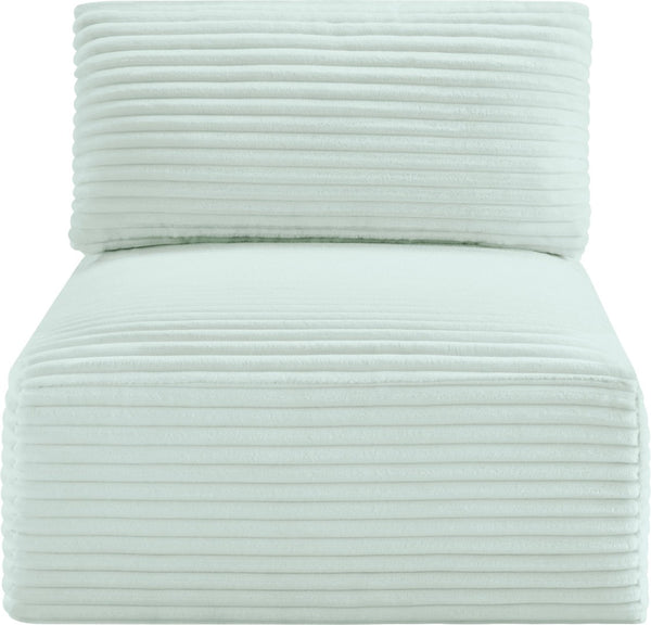 Meridian Furniture Shaggy Corduroy Armless Modular Chair with Plush Foam and Stain Resistant Performance Fabric Mint 641Mint-Armless