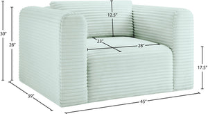 Meridian Furniture Shaggy Corduroy Accent Chair with Plush Foam Seating and Modular Design for Living Room Decor Mint 641Mint-Chair